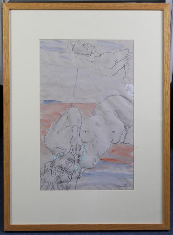 Edward Piper (1938-1990) Reclining female nude, 19 x 12in.